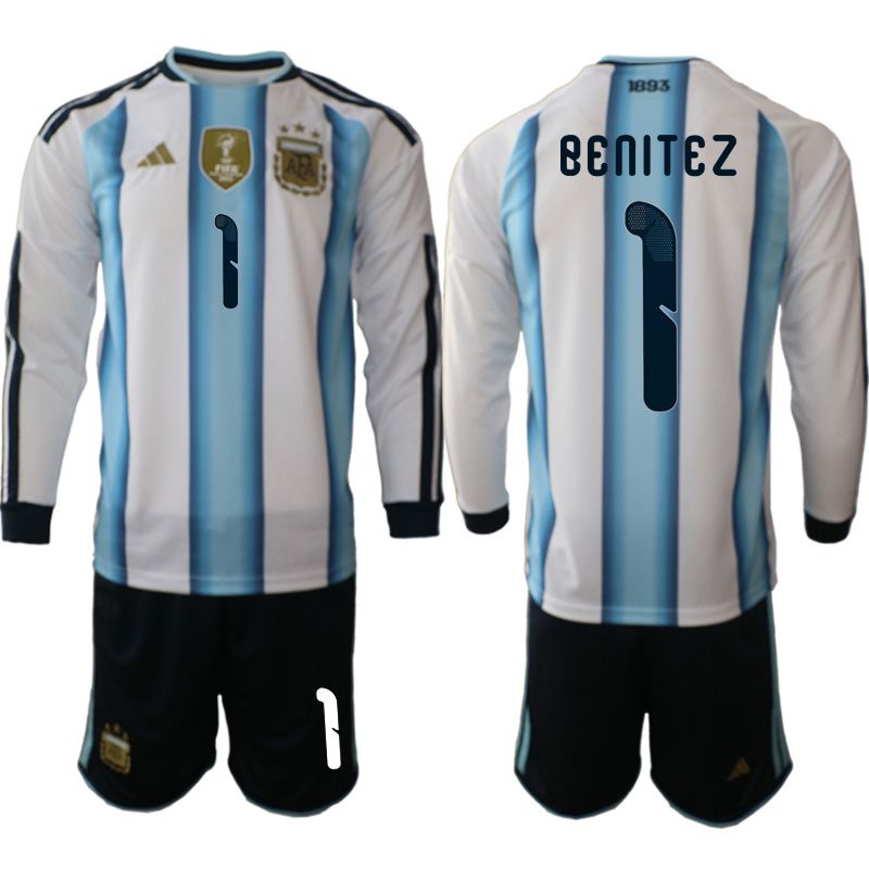 Men 2026 World Cup National Team Argentina home blue #1 long sleeve Soccer Jersey